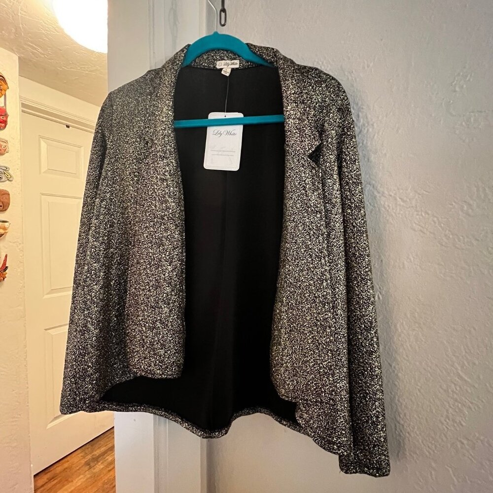 NWT Lily White Black and Gold Large Statement Jacket